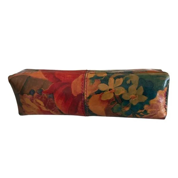 Patricia Nash Floral Leather Zippered Oblong Case With Wristlet Strap Makeup - Picture 2 of 8